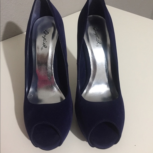 Qupid Velvet Peep Toe Heels Sz 8.5 - Picture 8 of 9